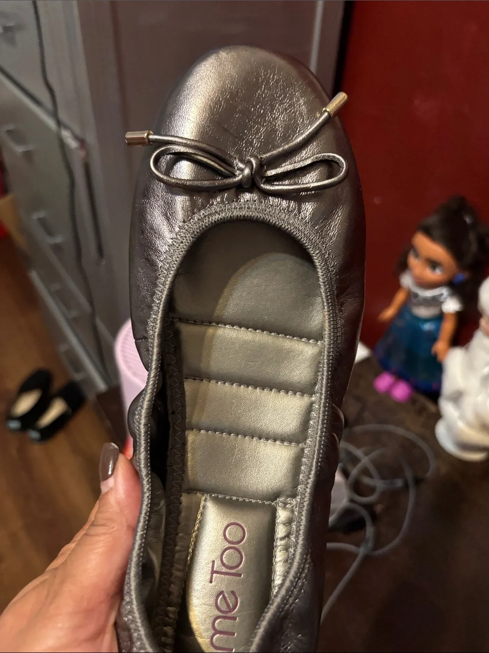me too Metallic Black Ballet Flats - Women